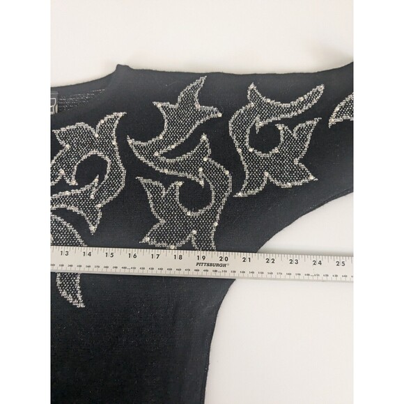 Vtg Mondi Germany wool Blend Sweater/dress Metallic Silver Black Sz 38/Med - Picture 7 of 10